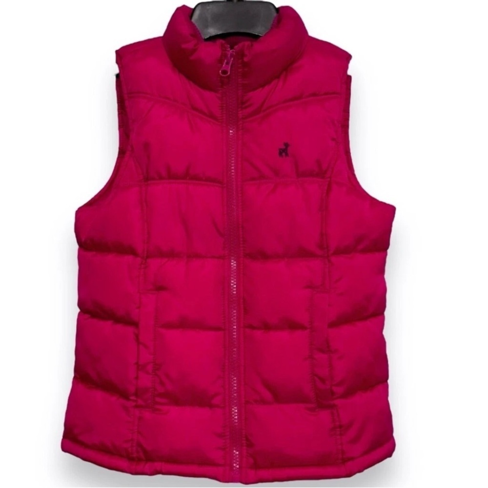 Old Navy Girls Size Medium Pink Zip Up Puffer Vest Pockets